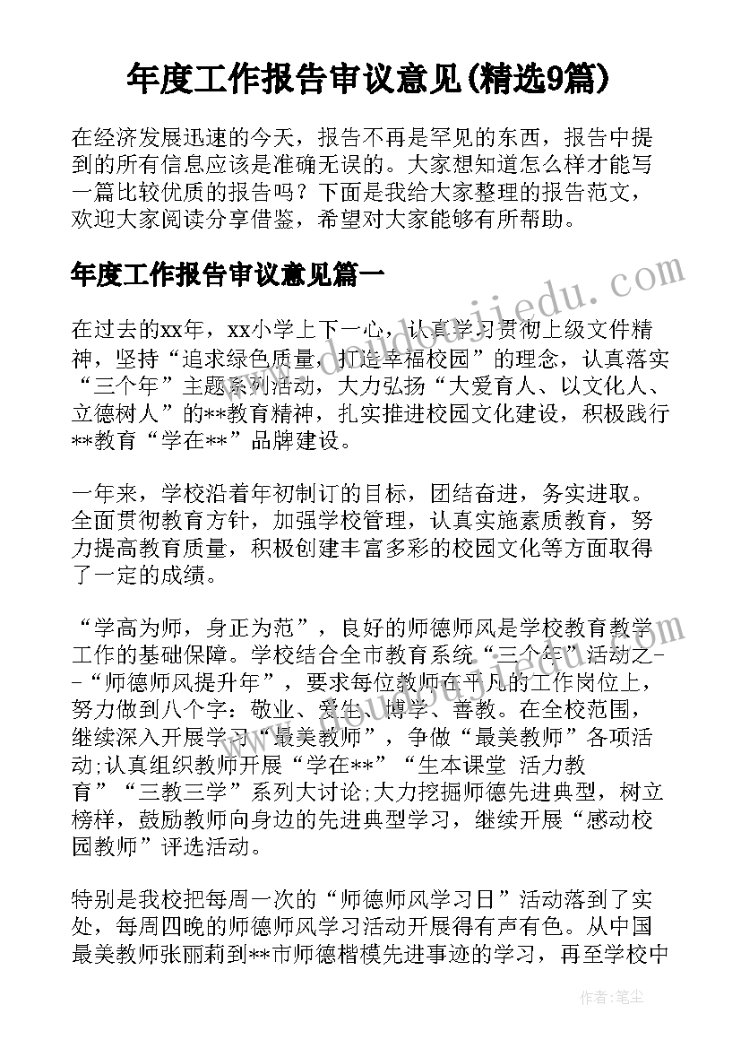 年度工作报告审议意见(精选9篇)