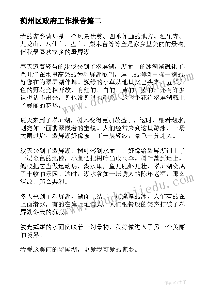 蓟州区政府工作报告(精选8篇)