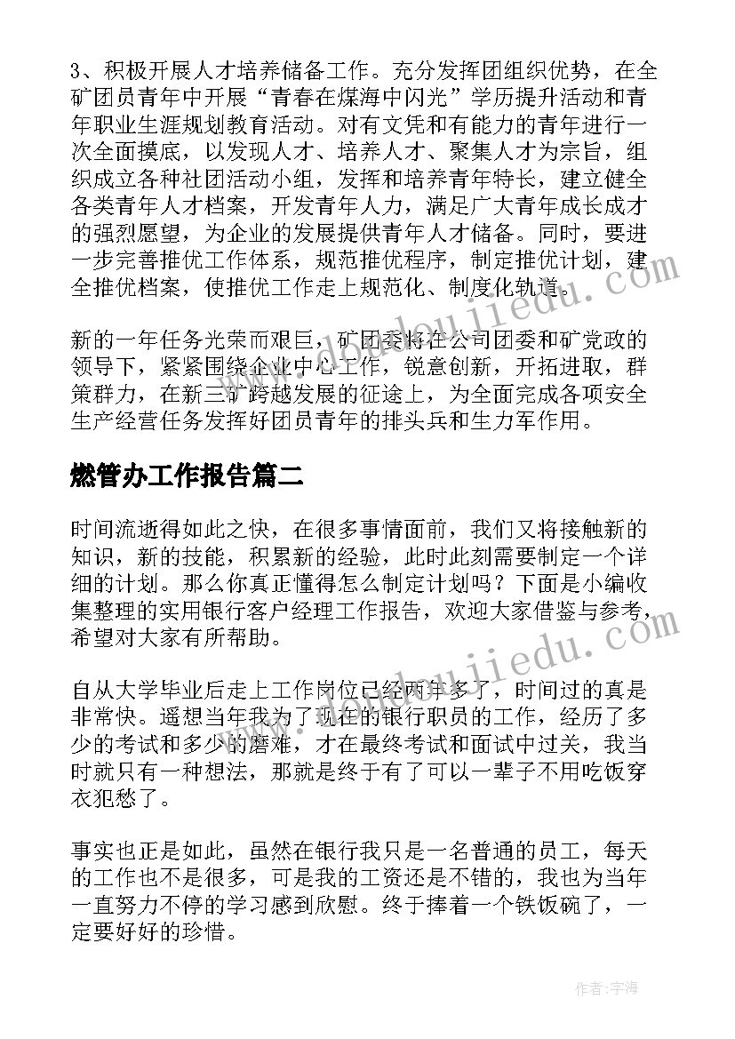 燃管办工作报告(汇总7篇)