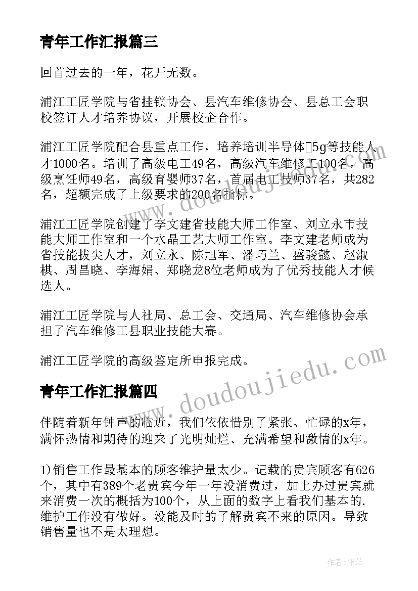 2023年青年工作汇报 年底店长工作总结汇报实用(汇总8篇)