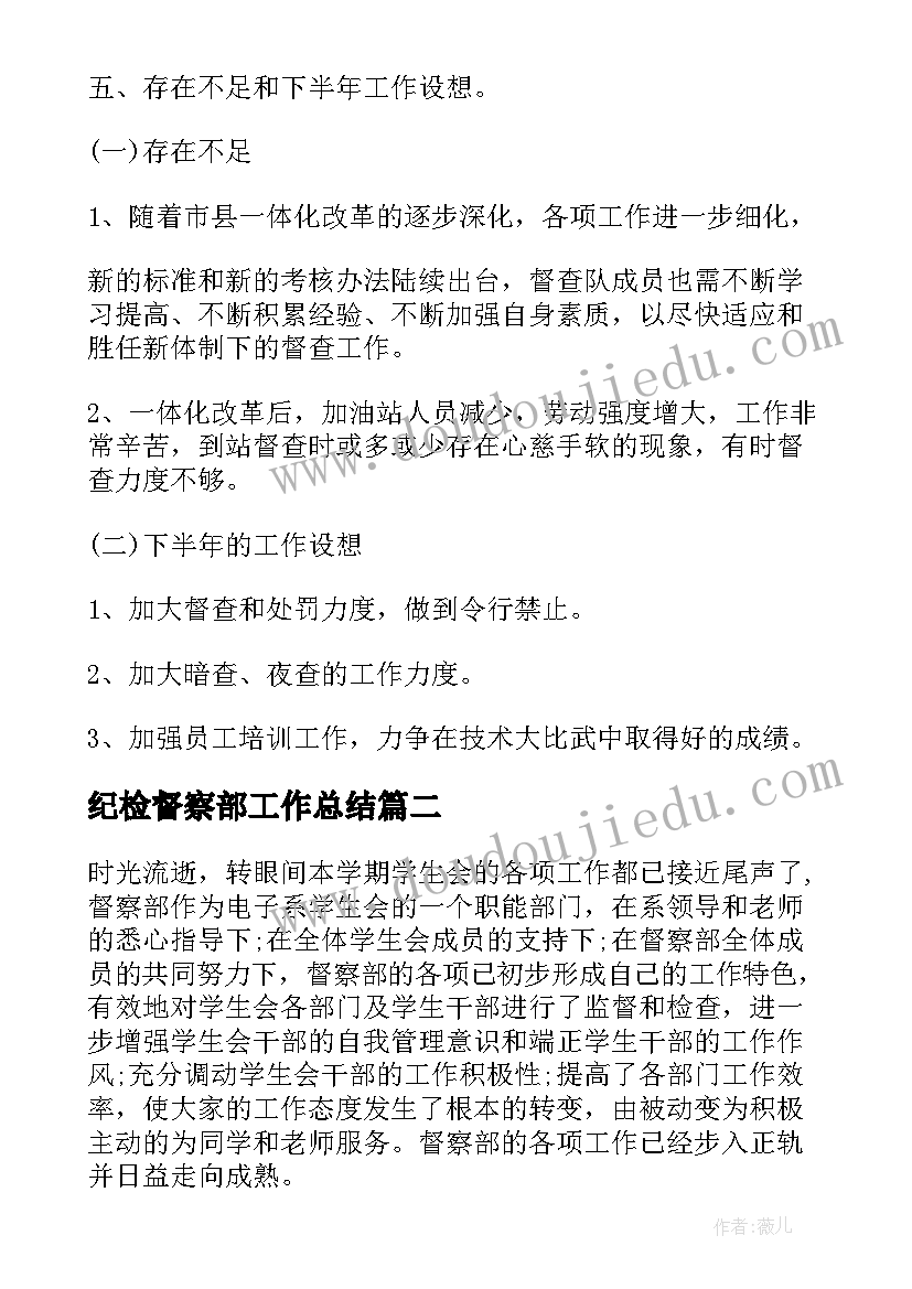 2023年纪检督察部工作总结(大全5篇)