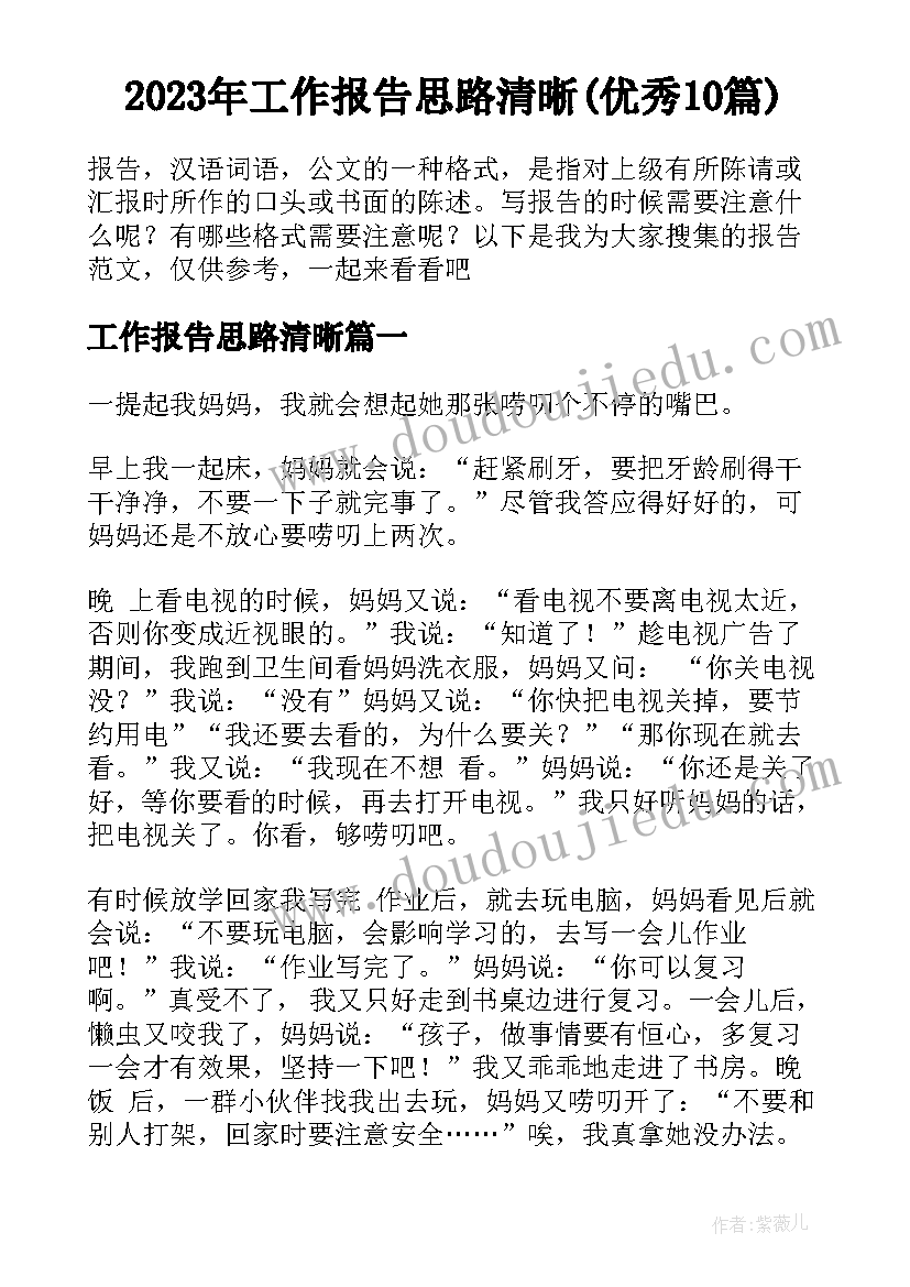 2023年工作报告思路清晰(优秀10篇)