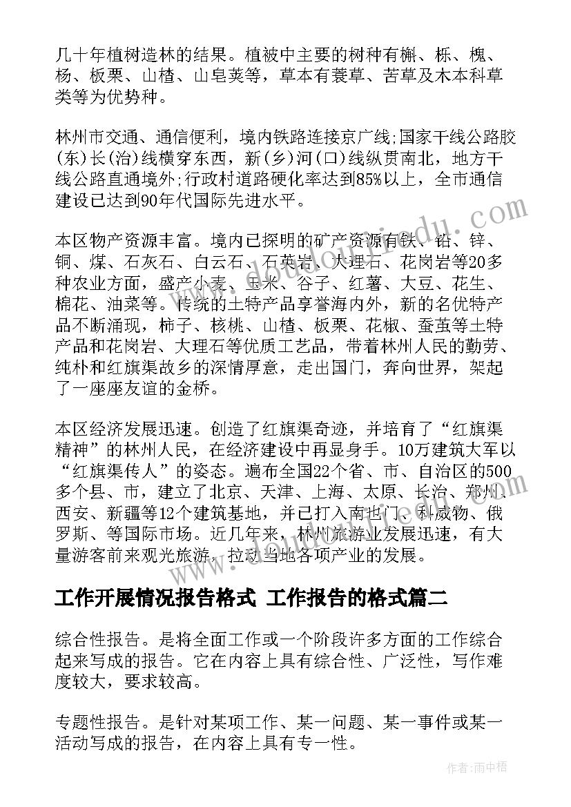 2023年工作开展情况报告格式 工作报告的格式(优质10篇)