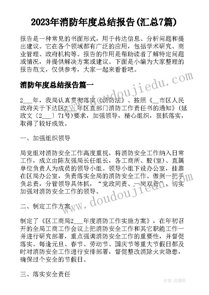 2023年消防年度总结报告(汇总7篇)