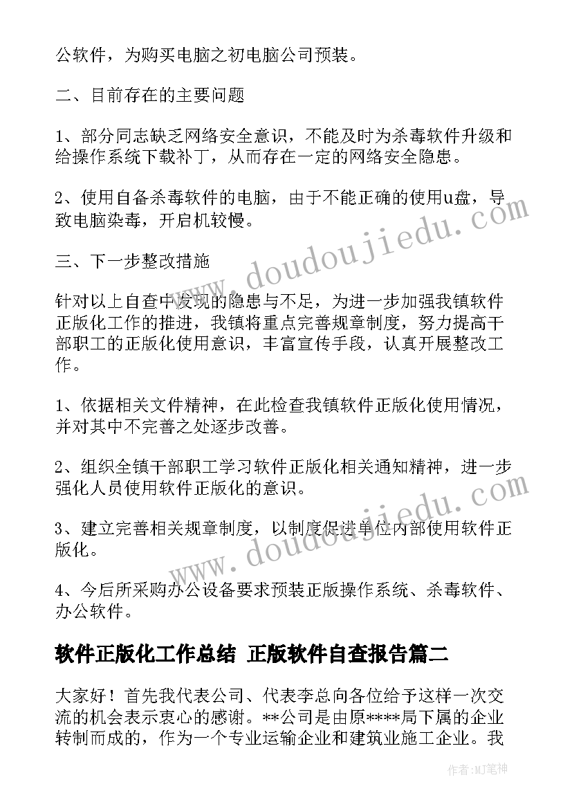 2023年软件正版化工作总结 正版软件自查报告(精选10篇)