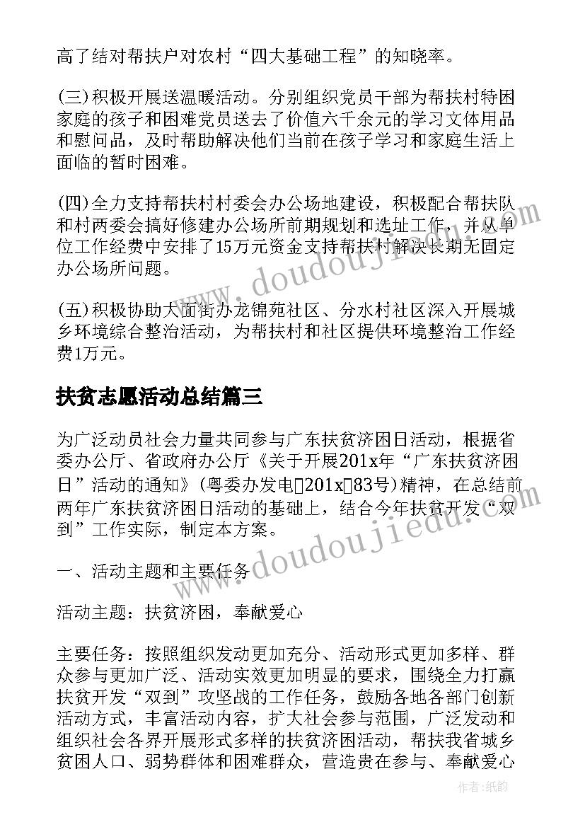 2023年扶贫志愿活动总结 扶贫日活动总结(汇总10篇)