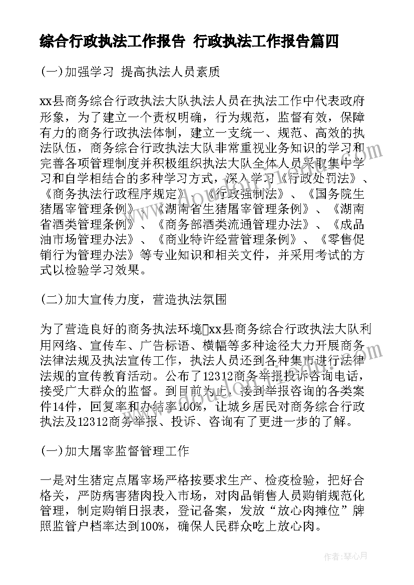 最新综合行政执法工作报告 行政执法工作报告(优质5篇)