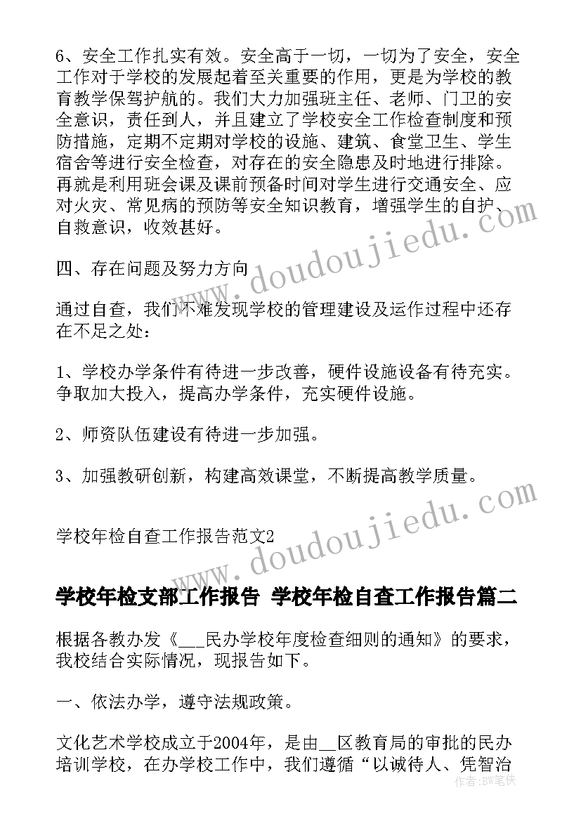 最新学校年检支部工作报告 学校年检自查工作报告(优质5篇)