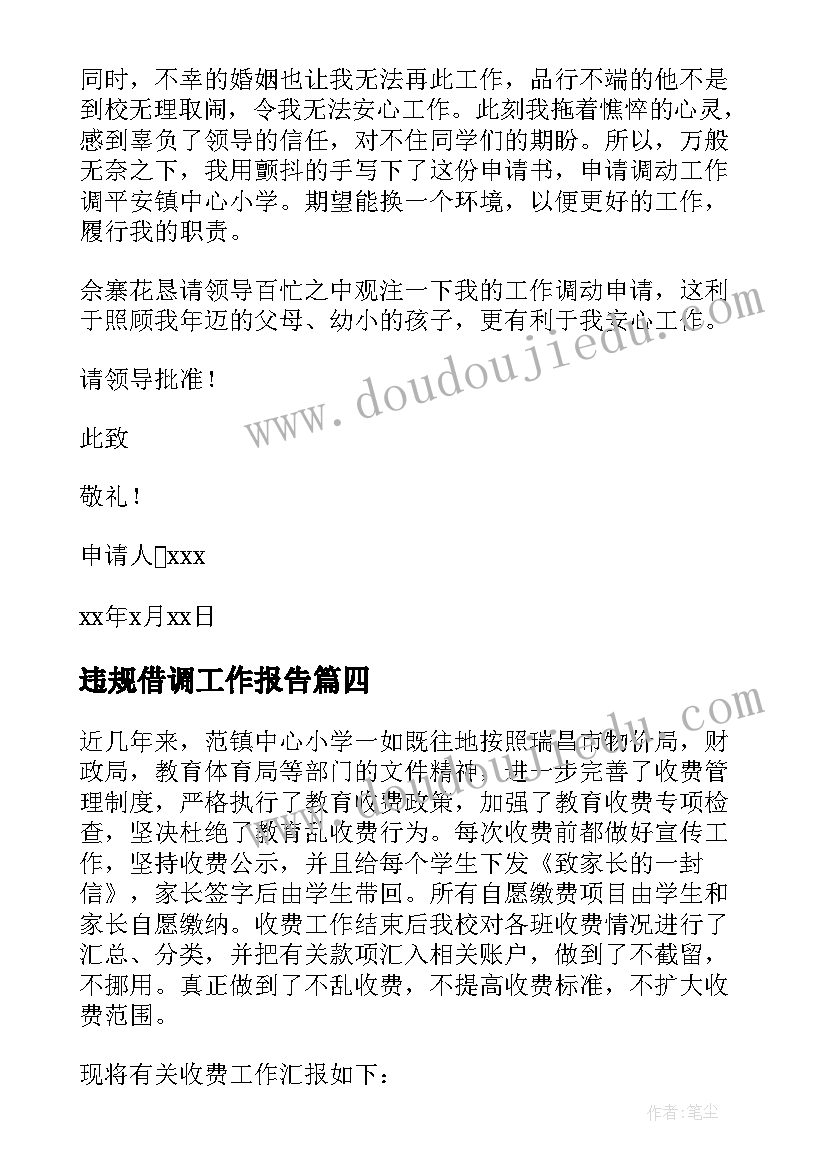 最新违规借调工作报告(大全5篇)