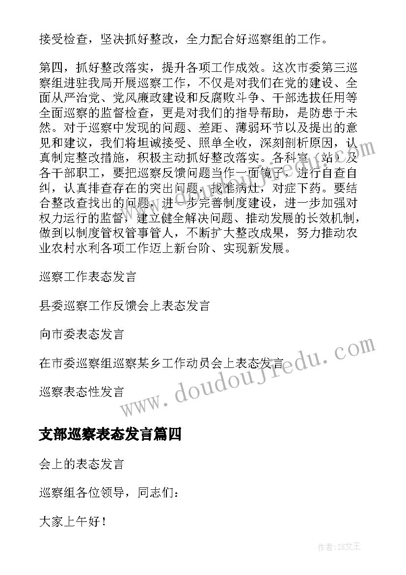 2023年支部巡察表态发言 巡察组动员会表态发言(实用9篇)