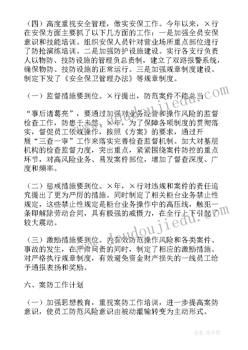 银行案件专项整治工作报告 银行案件防控工作报告(精选10篇)