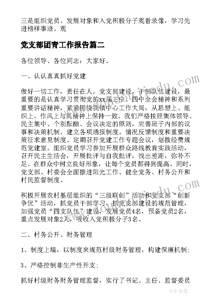 2023年党支部团青工作报告(汇总9篇)