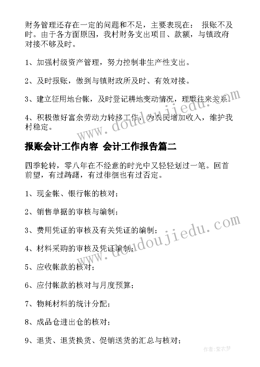 2023年报账会计工作内容 会计工作报告(大全10篇)