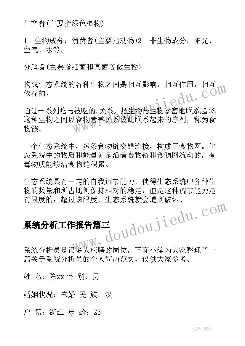 系统分析工作报告(模板7篇)