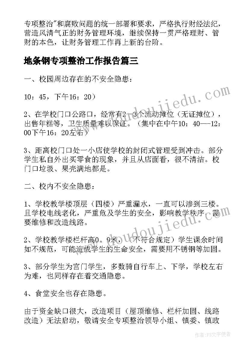 地条钢专项整治工作报告(优秀5篇)