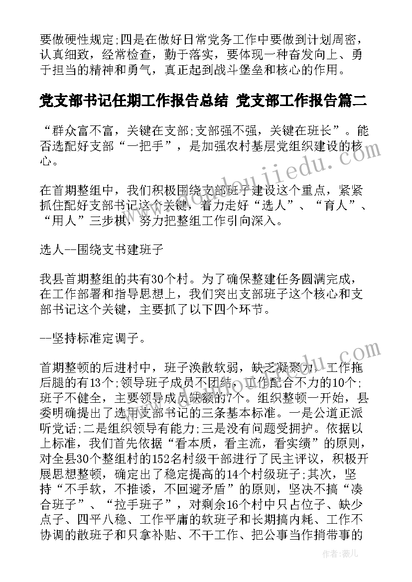 最新党支部书记任期工作报告总结 党支部工作报告(汇总9篇)