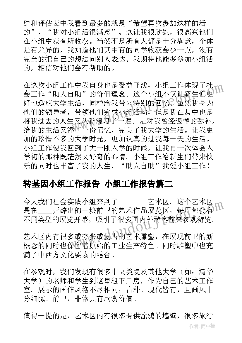 2023年转基因小组工作报告 小组工作报告(模板5篇)