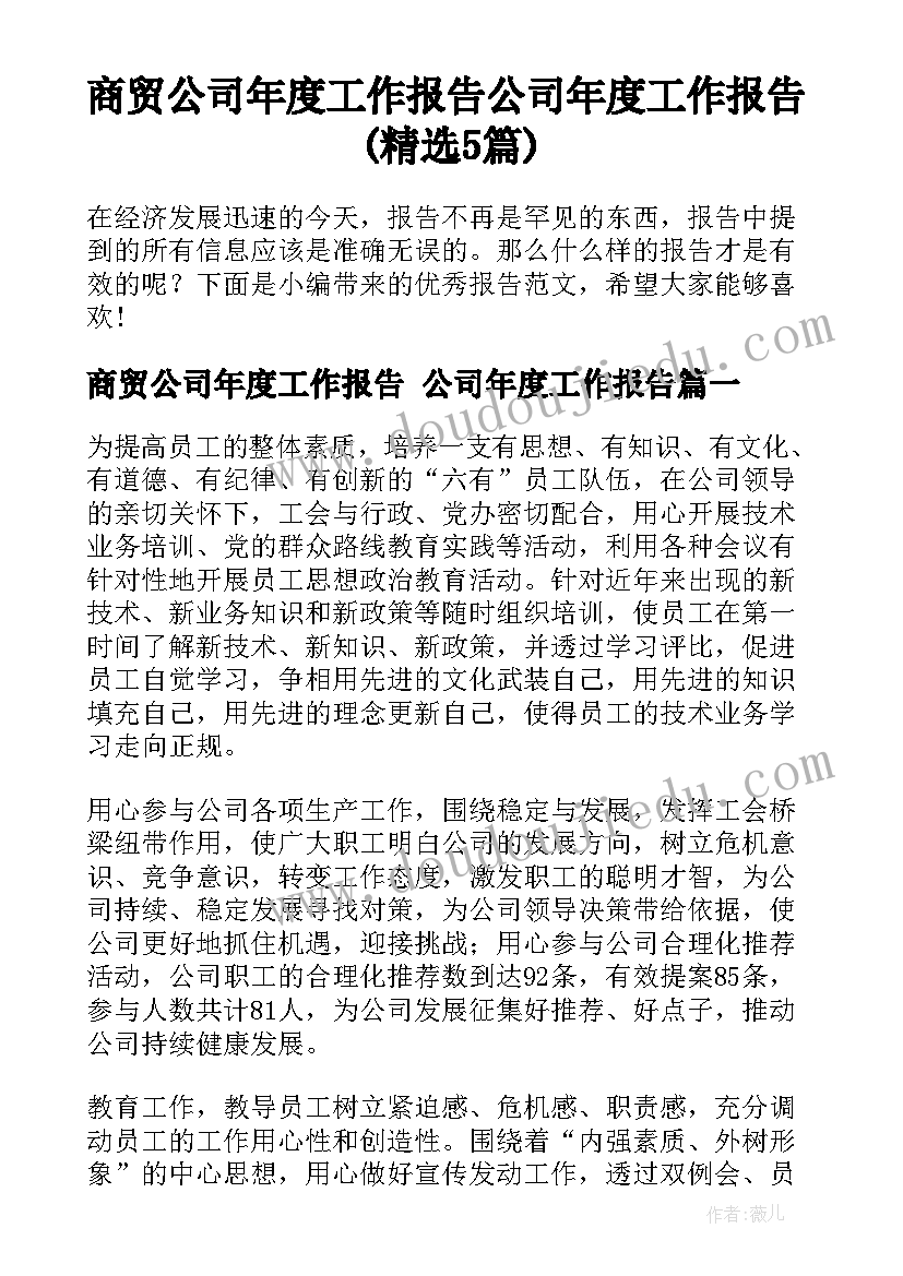 商贸公司年度工作报告 公司年度工作报告(精选5篇)