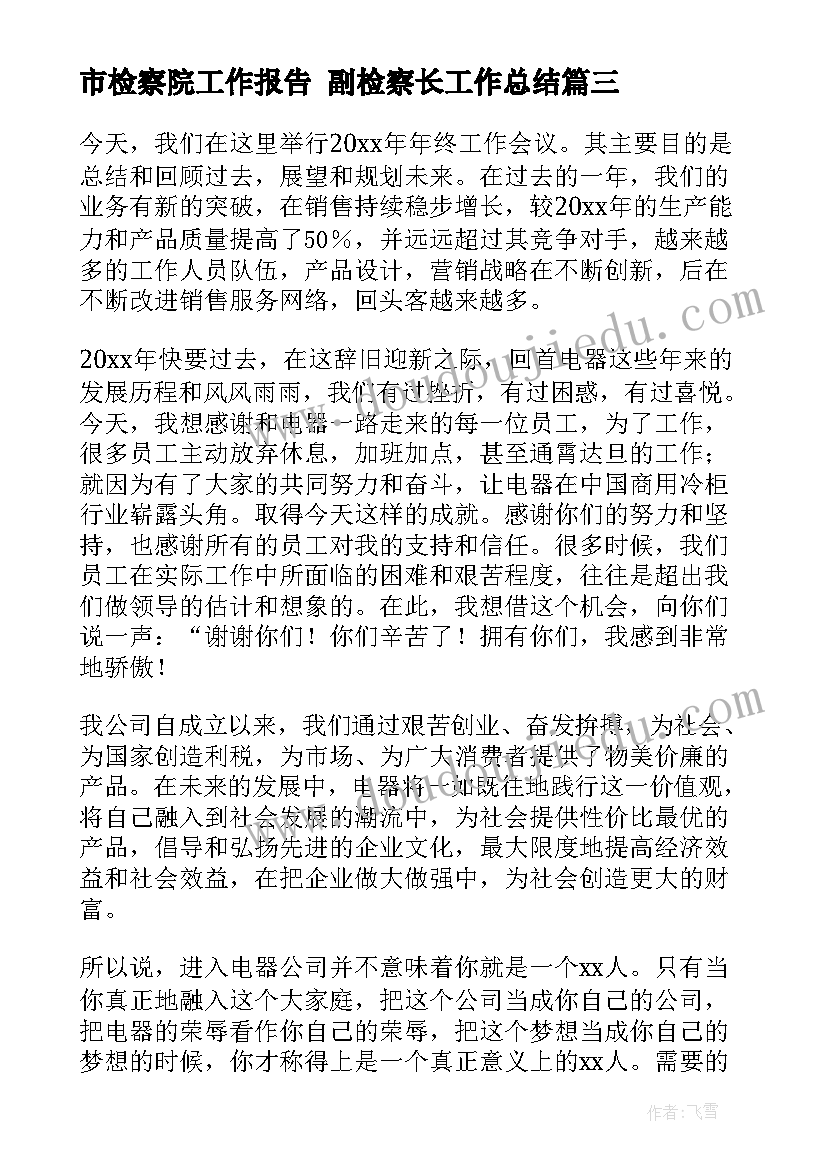 市检察院工作报告 副检察长工作总结(通用6篇)