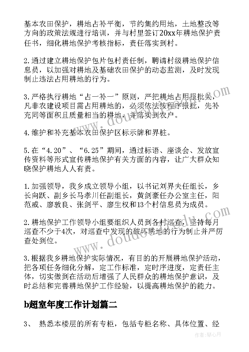 b超室年度工作计划 年度工作计划(精选5篇)