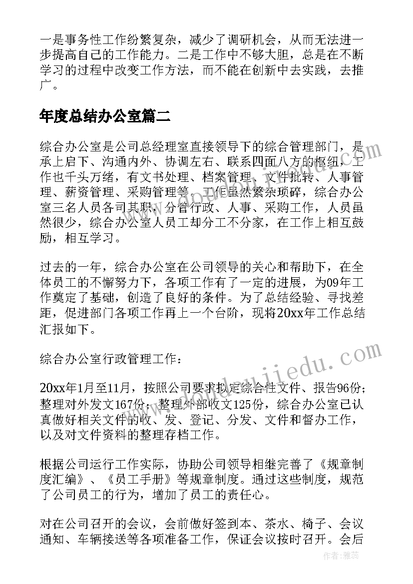 2023年年度总结办公室(模板7篇)