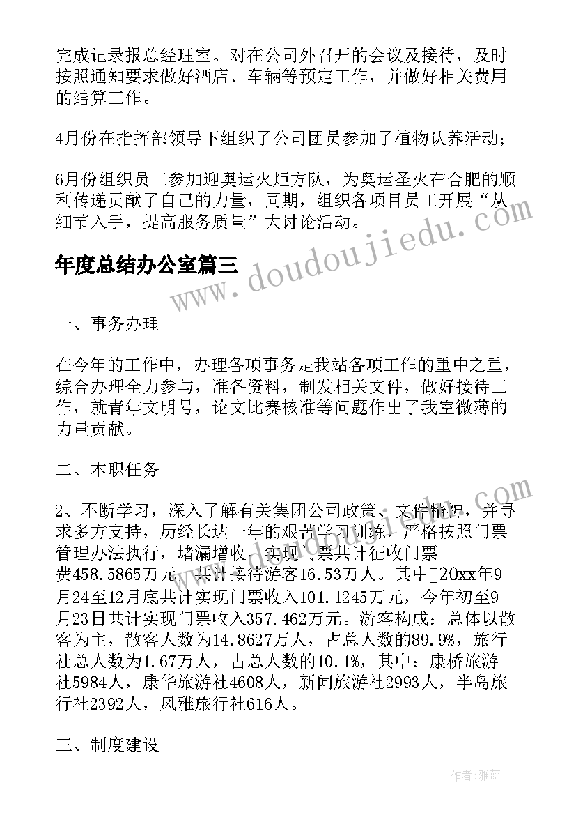 2023年年度总结办公室(模板7篇)