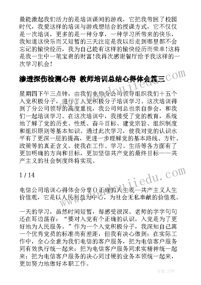 2023年渗透探伤检测心得 教师培训总结心得体会(实用10篇)