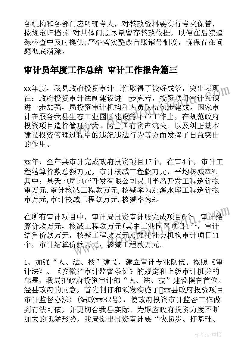 审计员年度工作总结 审计工作报告(大全8篇)