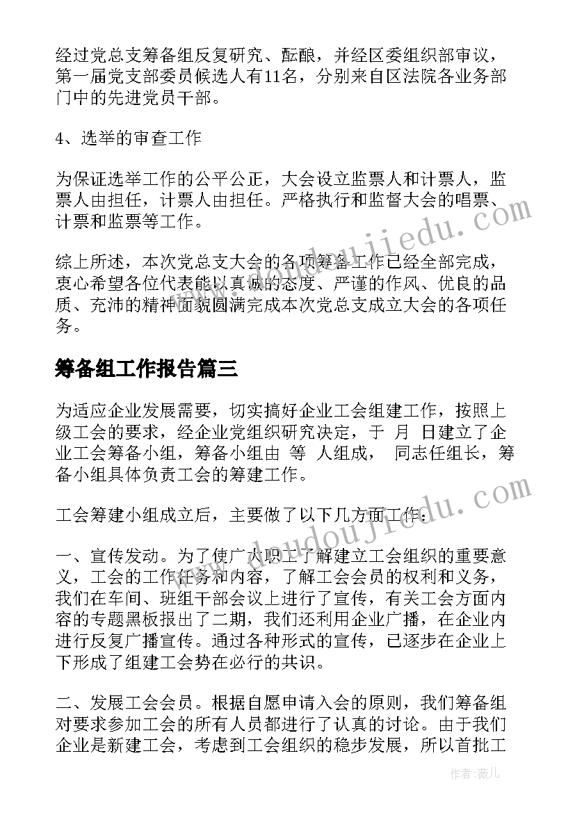 筹备组工作报告 协会筹备工作报告(优质10篇)