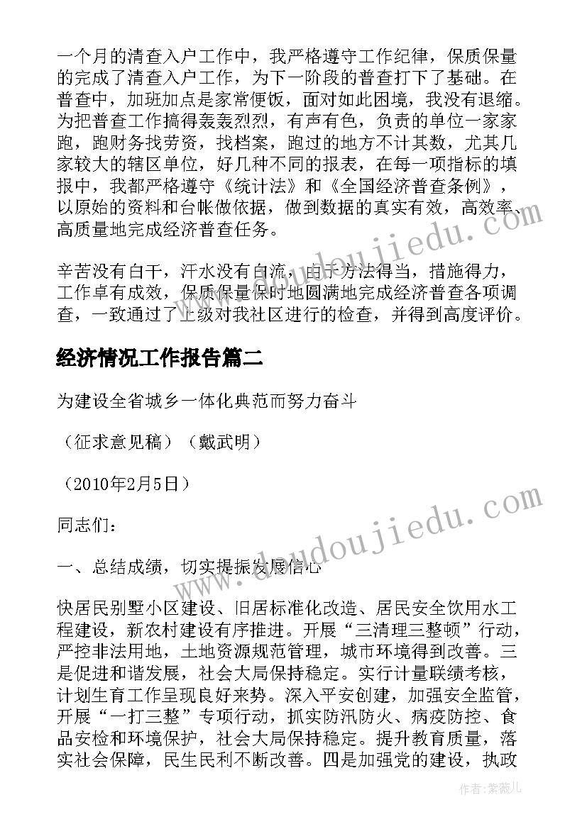 2023年经济情况工作报告(精选7篇)