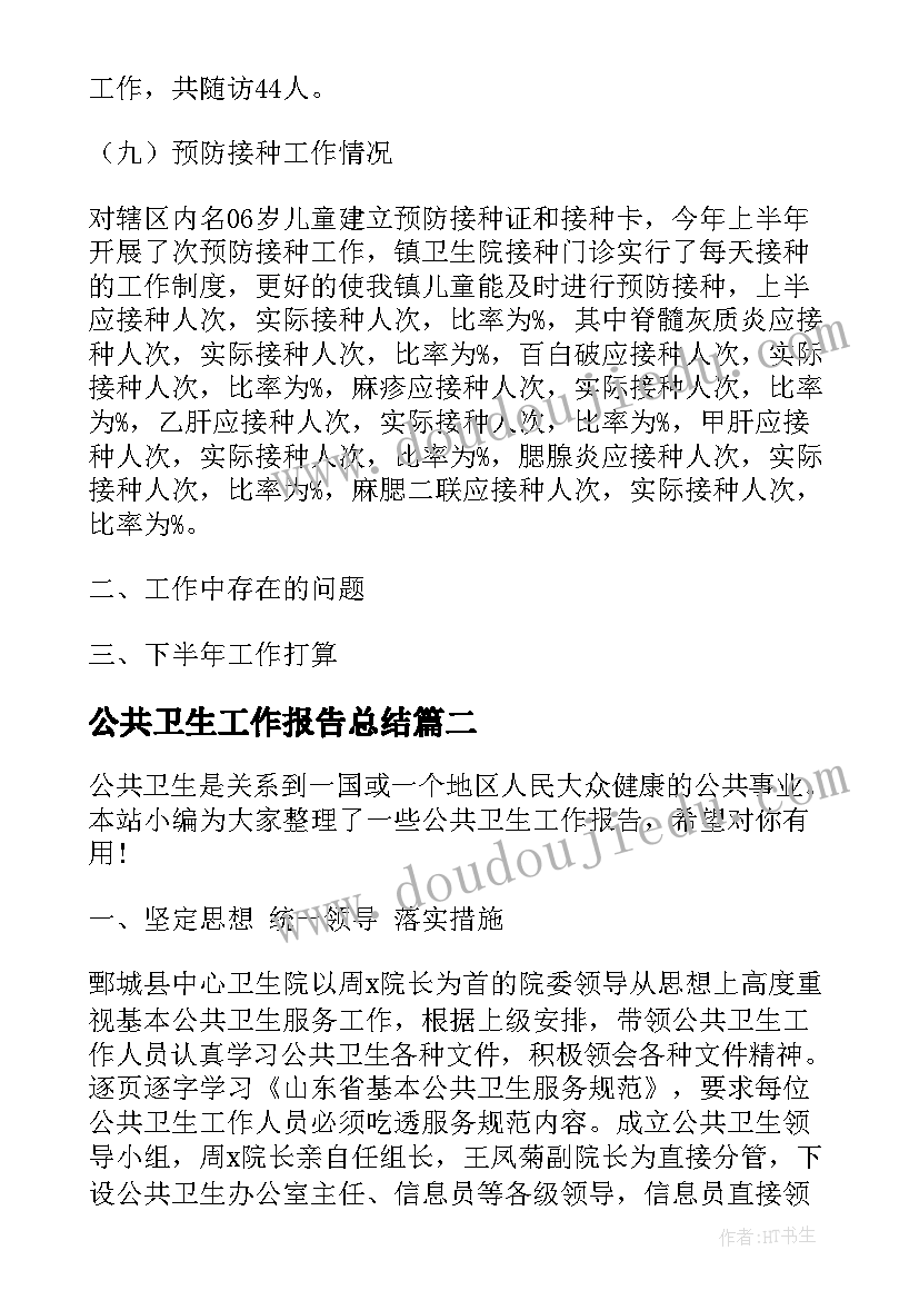 2023年公共卫生工作报告总结 公共卫生服务工作报告(优质7篇)