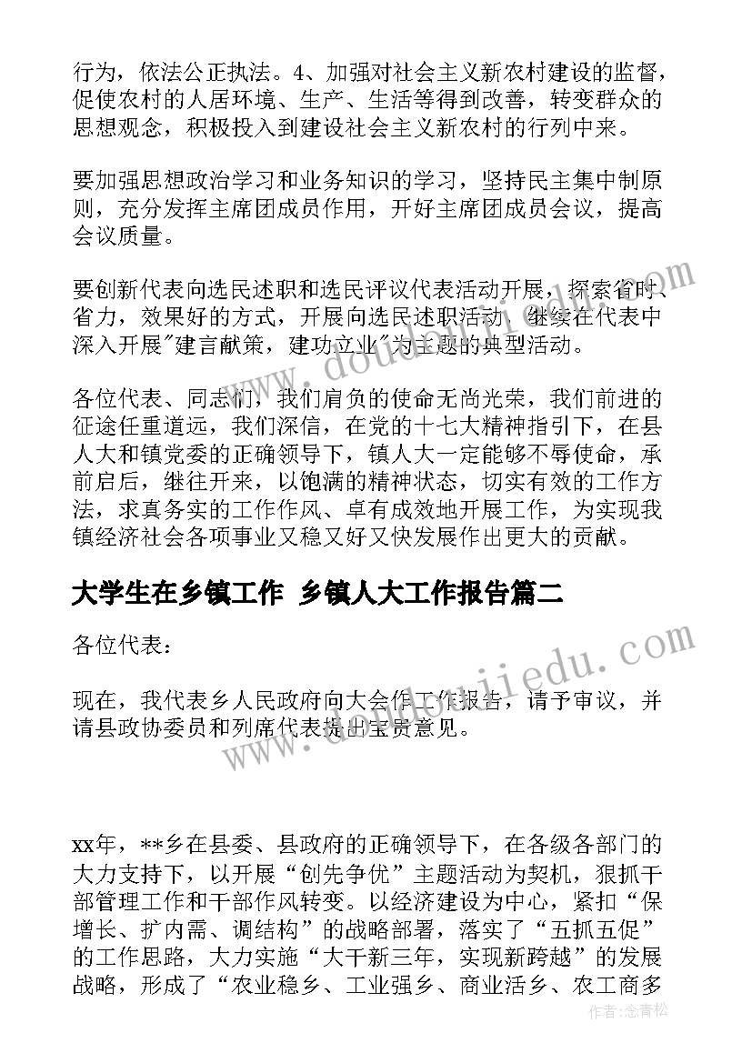 2023年大学生在乡镇工作 乡镇人大工作报告(精选6篇)