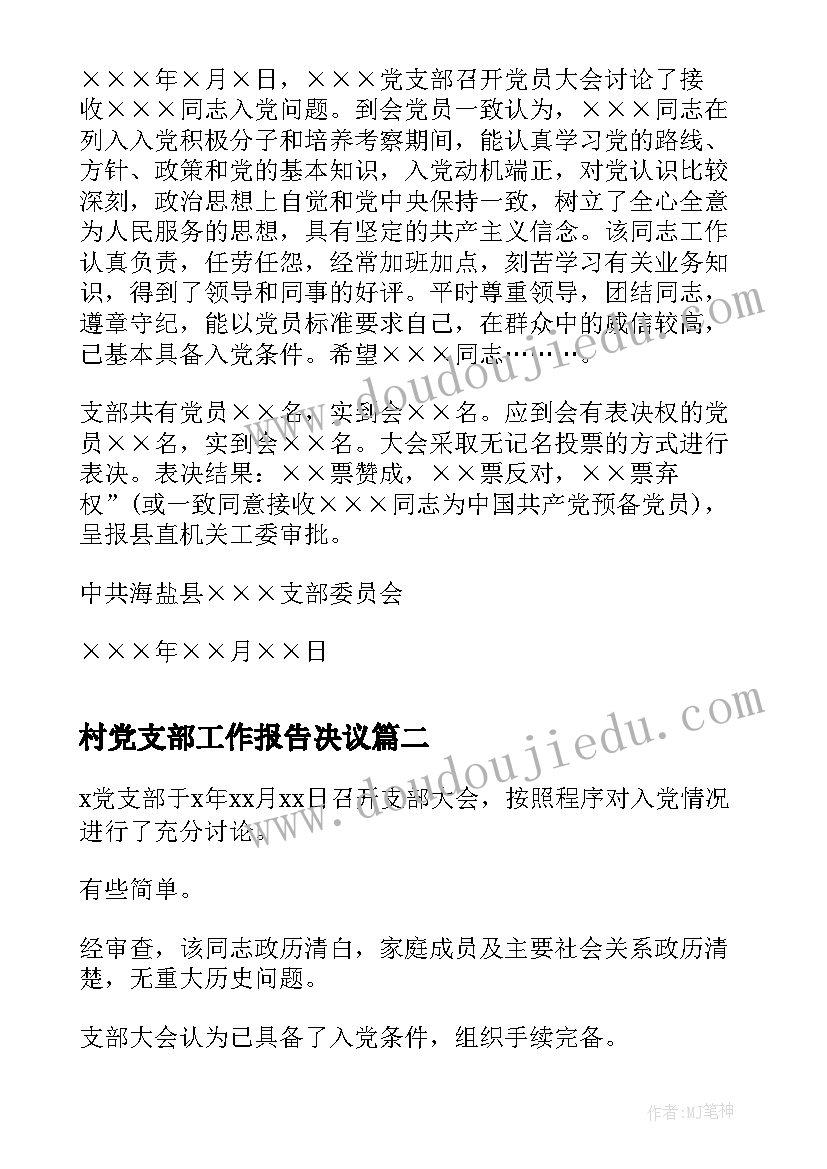 2023年村党支部工作报告决议(精选8篇)