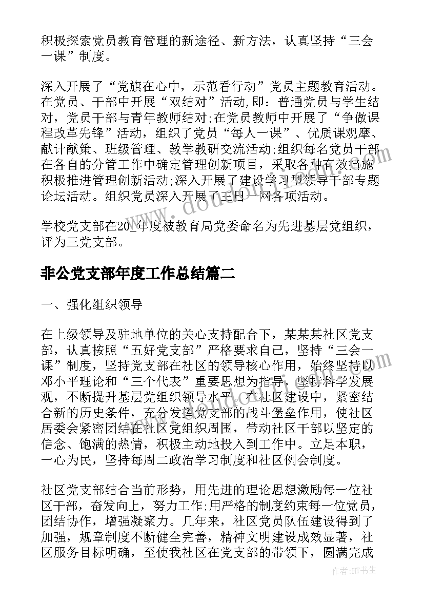 最新非公党支部年度工作总结(精选6篇)