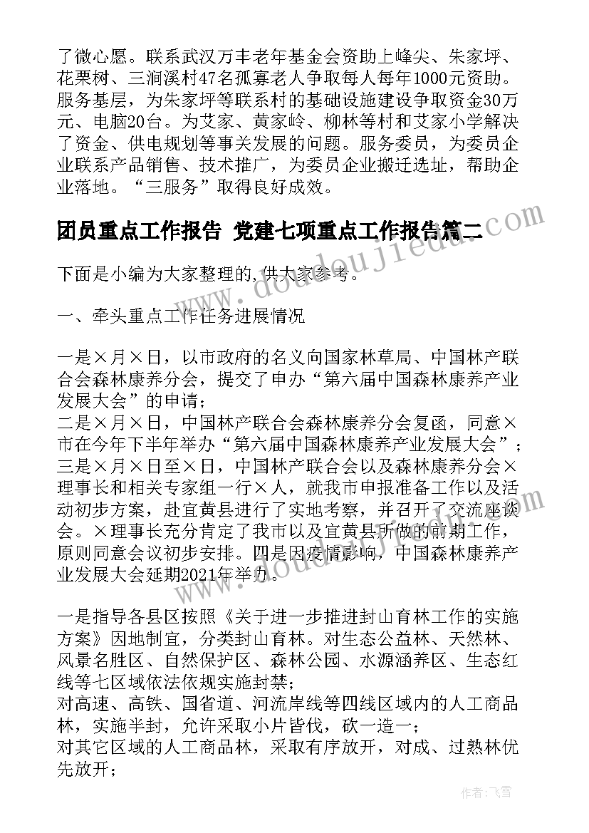 2023年团员重点工作报告 党建七项重点工作报告(模板5篇)