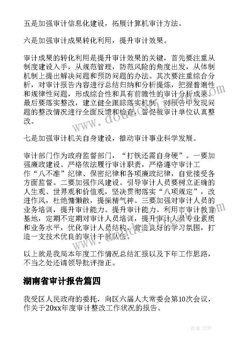 2023年湖南省审计报告 专项审计调查报告(汇总6篇)