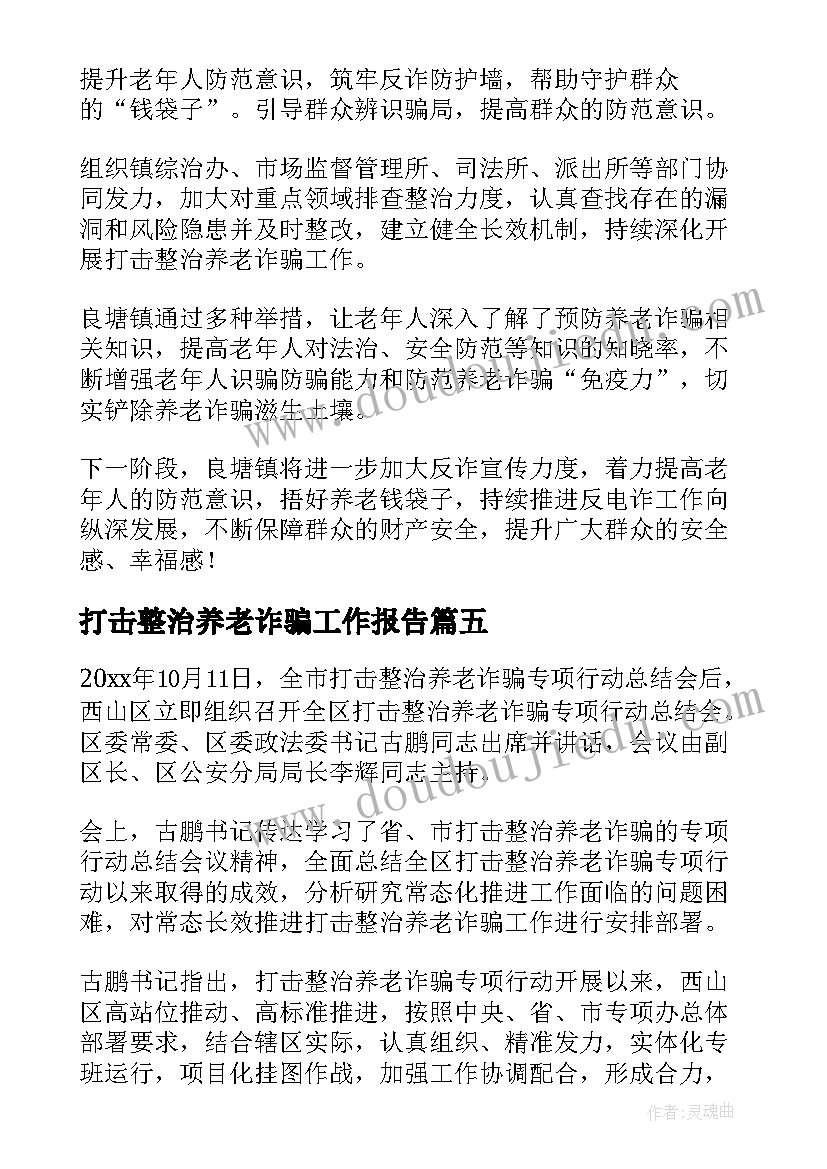 打击整治养老诈骗工作报告 银行打击整治养老诈骗宣传总结(模板6篇)