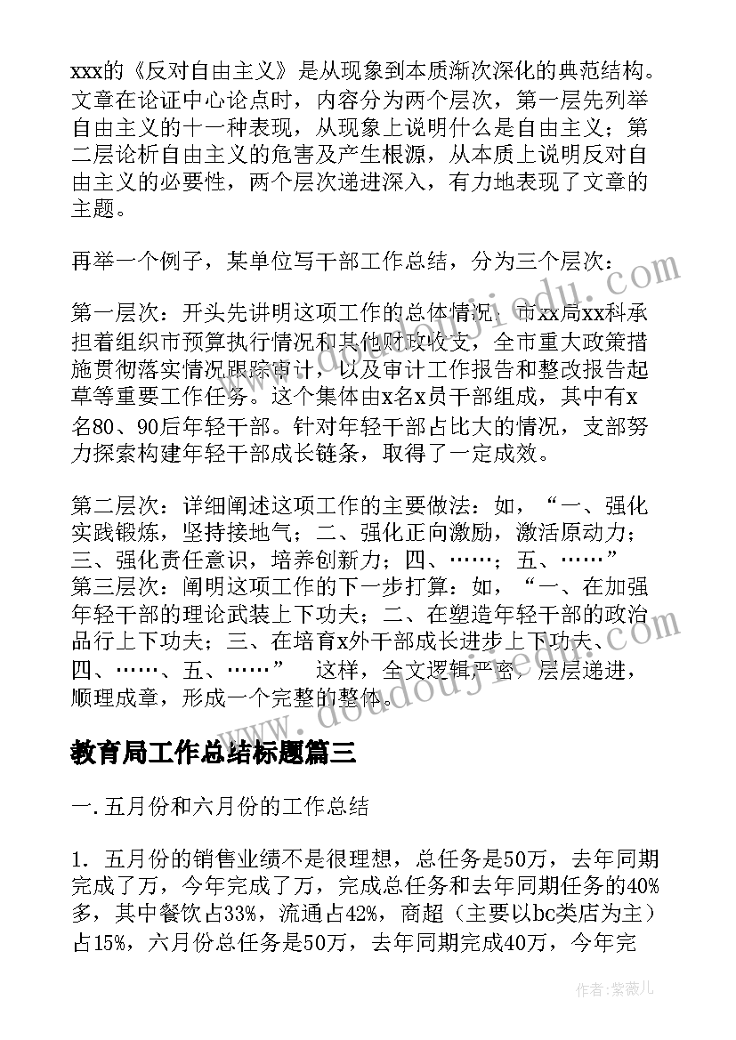 2023年教育局工作总结标题(优质5篇)