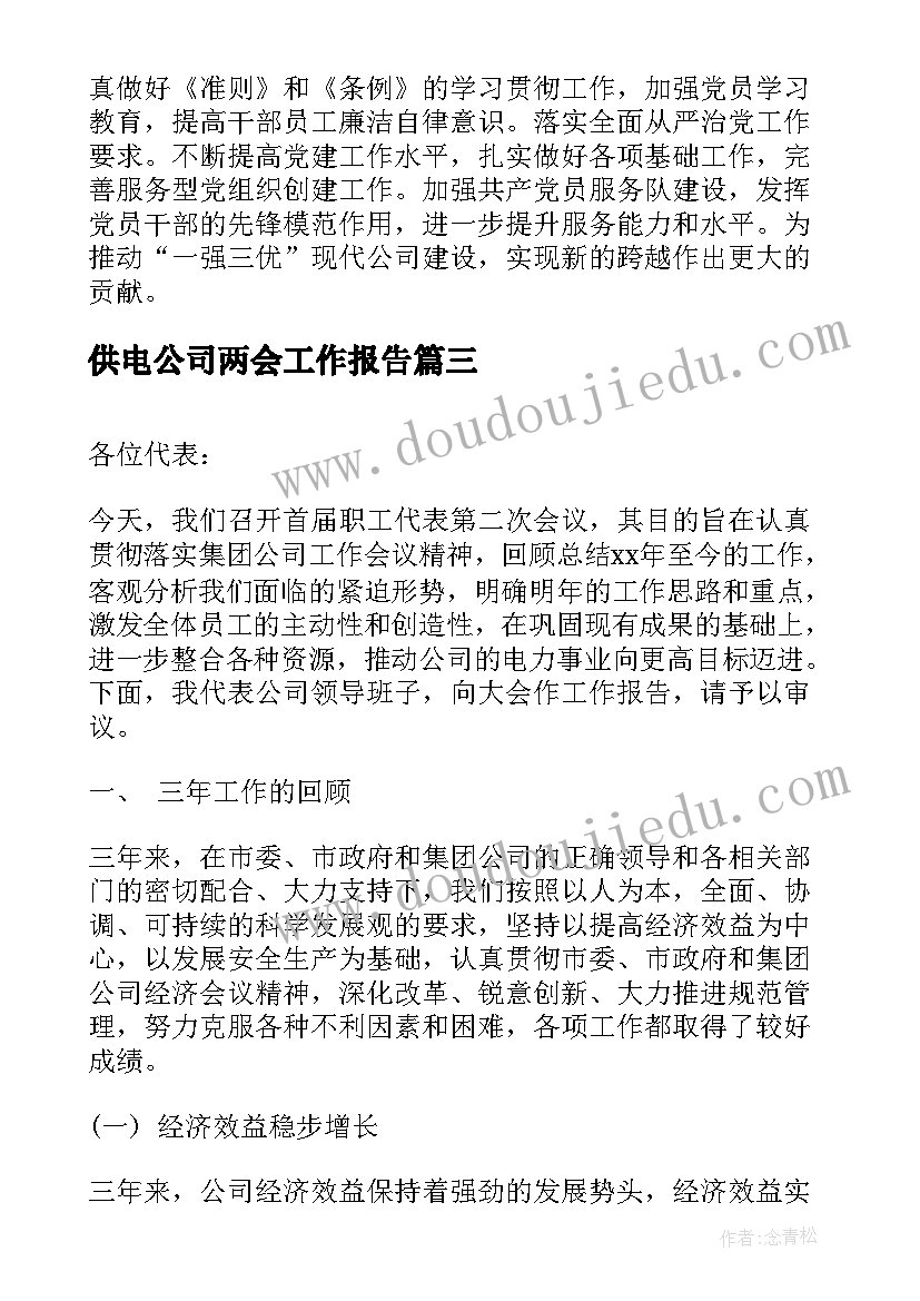 供电公司两会工作报告(精选5篇)