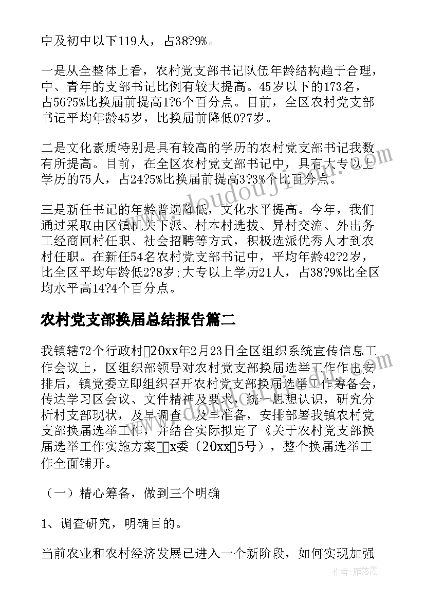 最新农村党支部换届总结报告(模板10篇)