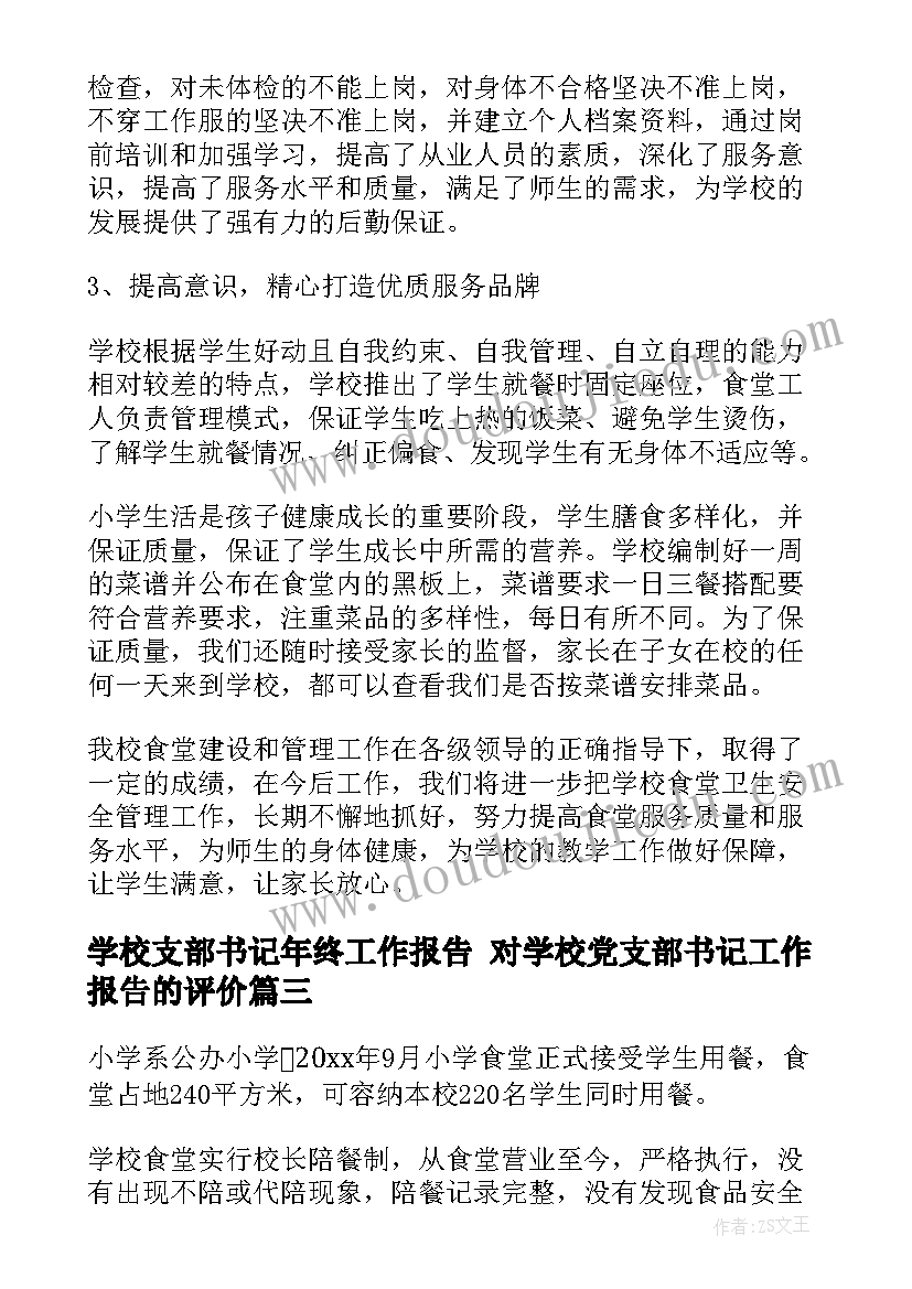 学校支部书记年终工作报告 对学校党支部书记工作报告的评价(大全5篇)