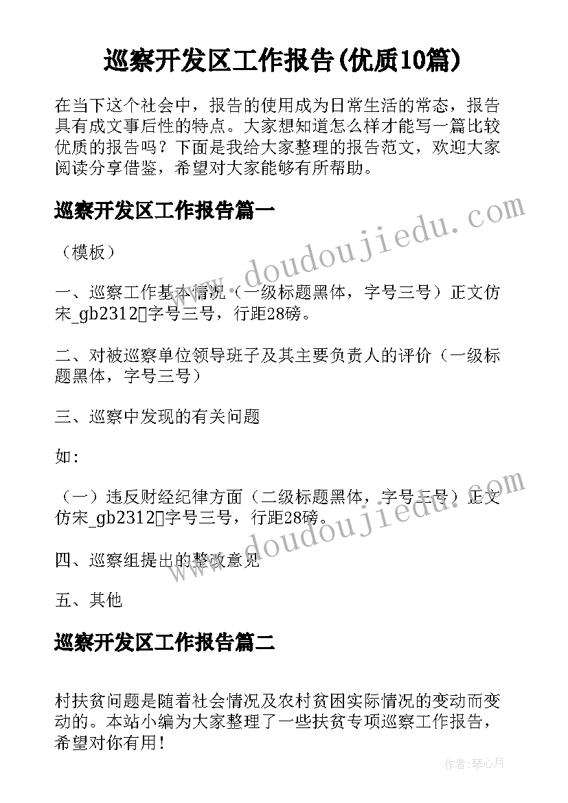 巡察开发区工作报告(优质10篇)