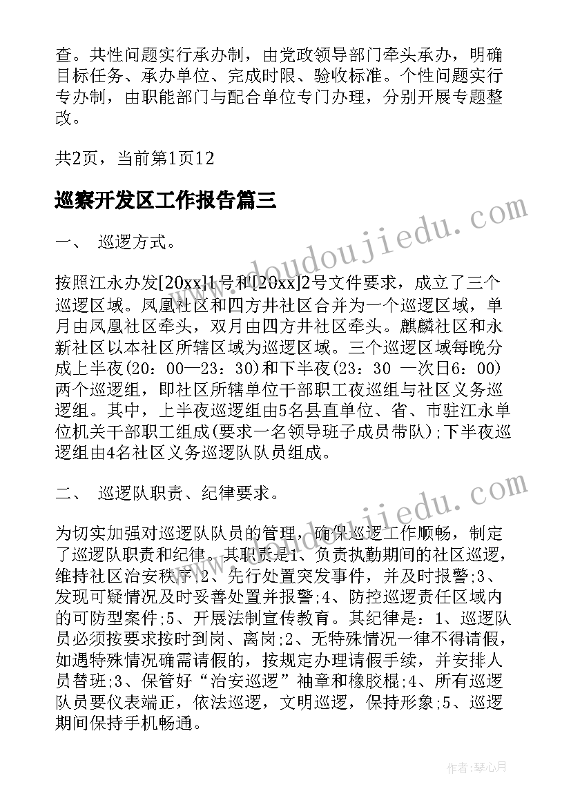 巡察开发区工作报告(优质10篇)