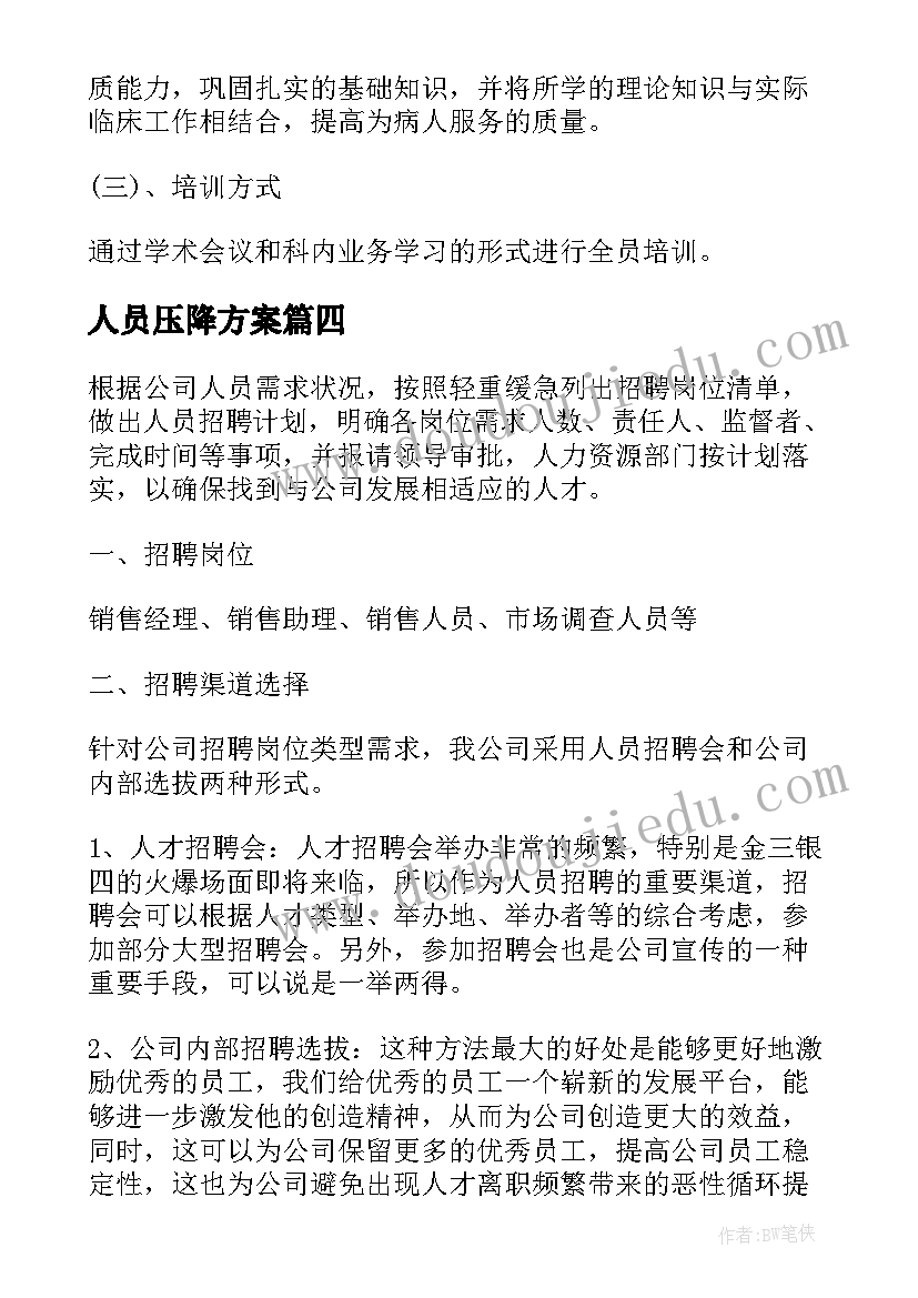 2023年人员压降方案(汇总6篇)