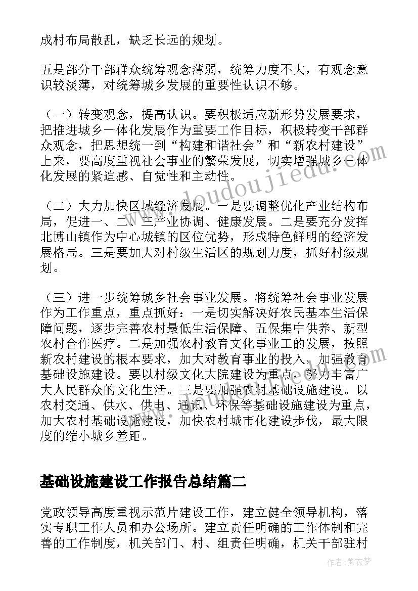 2023年基础设施建设工作报告总结(优秀8篇)