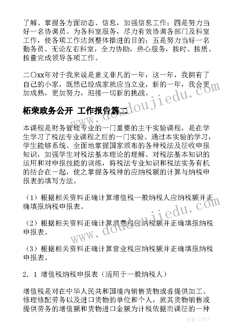 2023年柘荣政务公开 工作报告(优秀7篇)