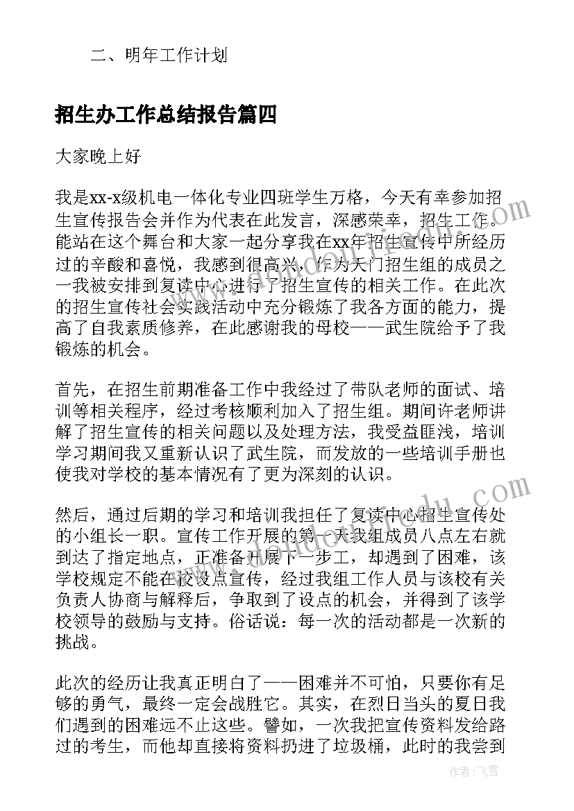 2023年招生办工作总结报告(实用10篇)