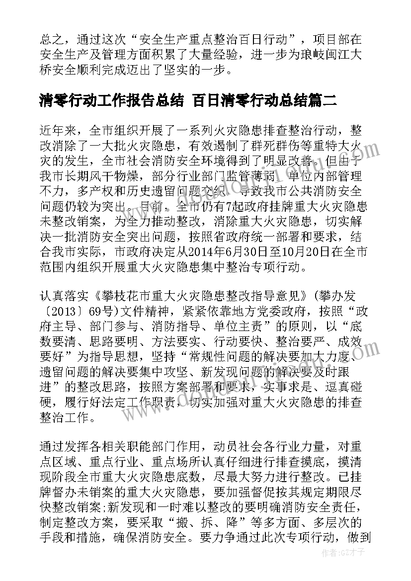 清零行动工作报告总结 百日清零行动总结(通用5篇)