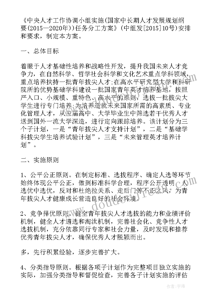 拔尖人才评审方案 新年拔尖人才工作计划方案(汇总7篇)