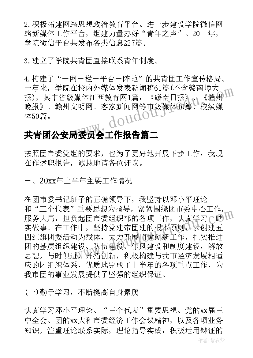 共青团公安局委员会工作报告(模板6篇)